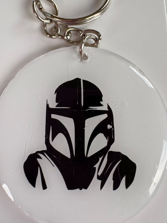 Space Bounty Hunter Inspired Keyring 5cm Acrylic Resin Keychain Sci-Fi Fan Gift 