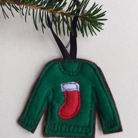 Green Felt Christmas Jumper Tree Decoration