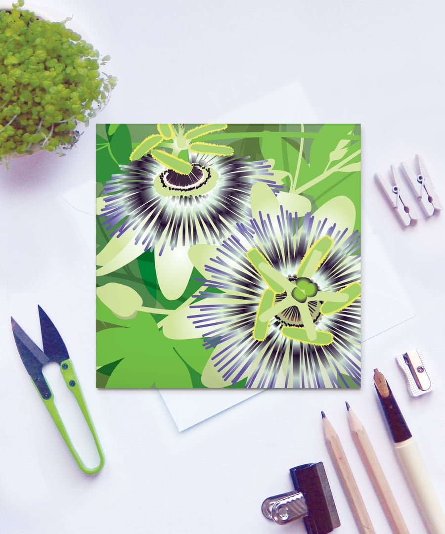 Passion Flower Card - birthday, summer, tropical