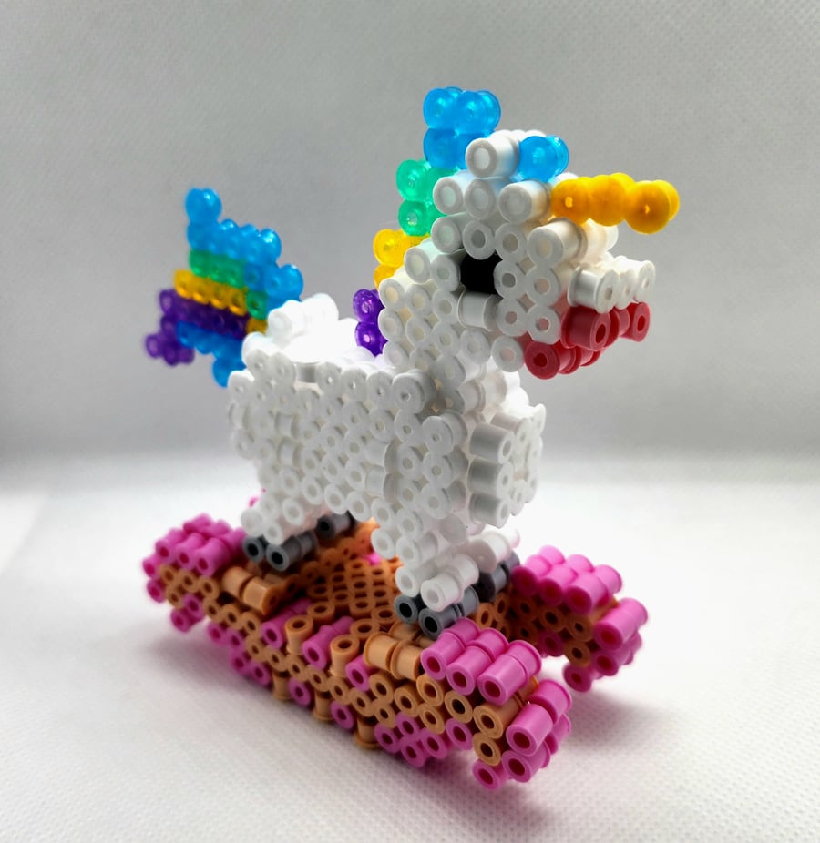 3d Hama bead rocking horse unicorn ornament 