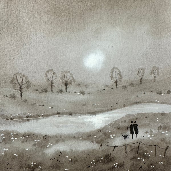 Original Aceo Painting ‘ Our River ‘by Stephen Allen 