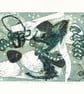 The Green Rock Pool - Handmade collagraph Print - Image 1