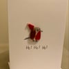Fused glass robin Santa card