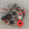 “Red & Black” Hotchpotch lariat necklace