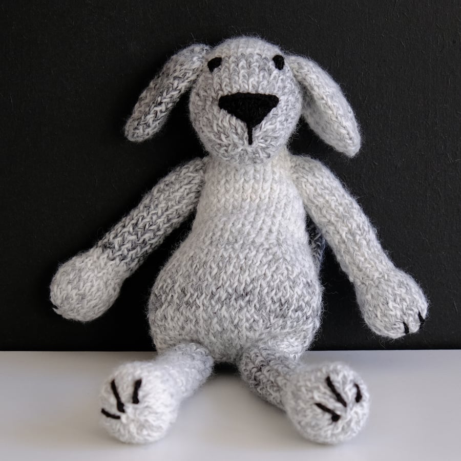 Hand Knitted Soft Bodied Grey Dog