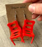 Matching Red Stacking Chair Earrings - Upcycled - Image 2
