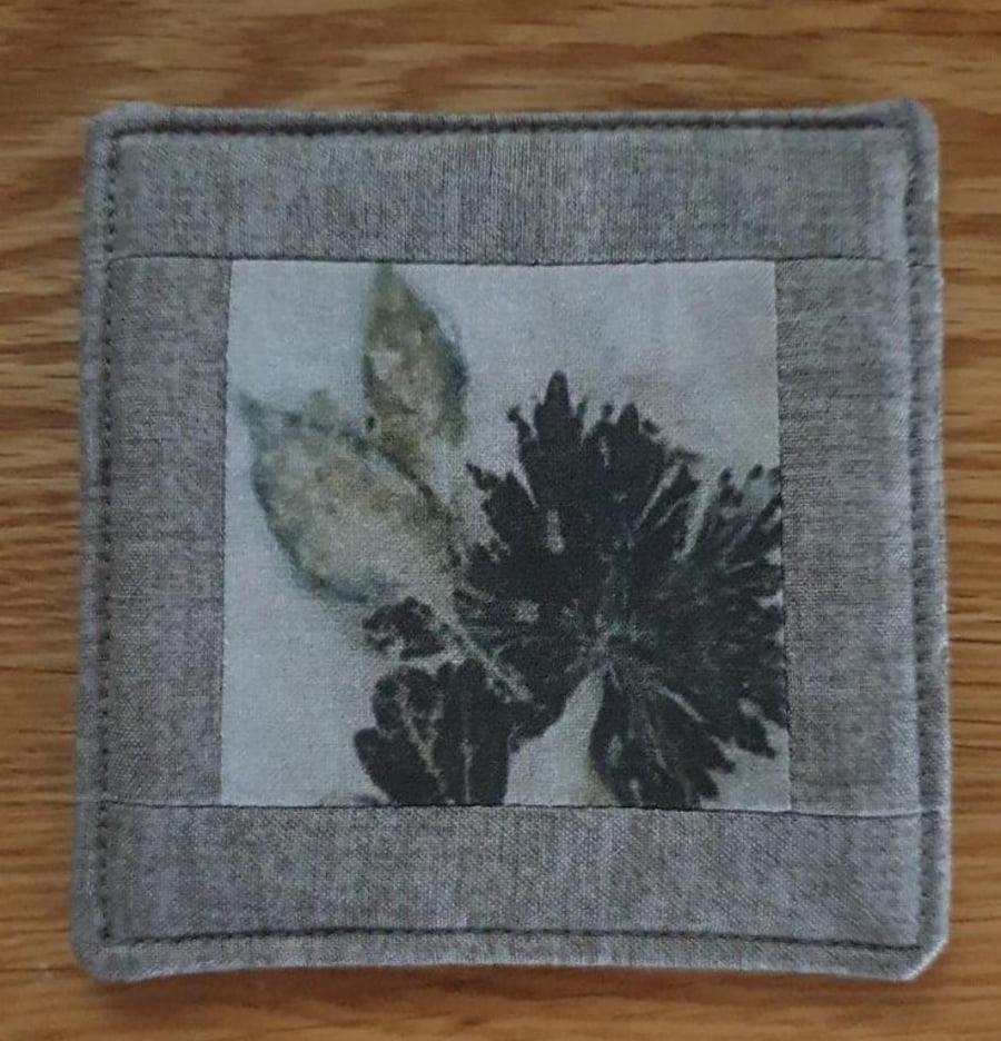 Coaster with Geranium and Chilli Plant Leaves