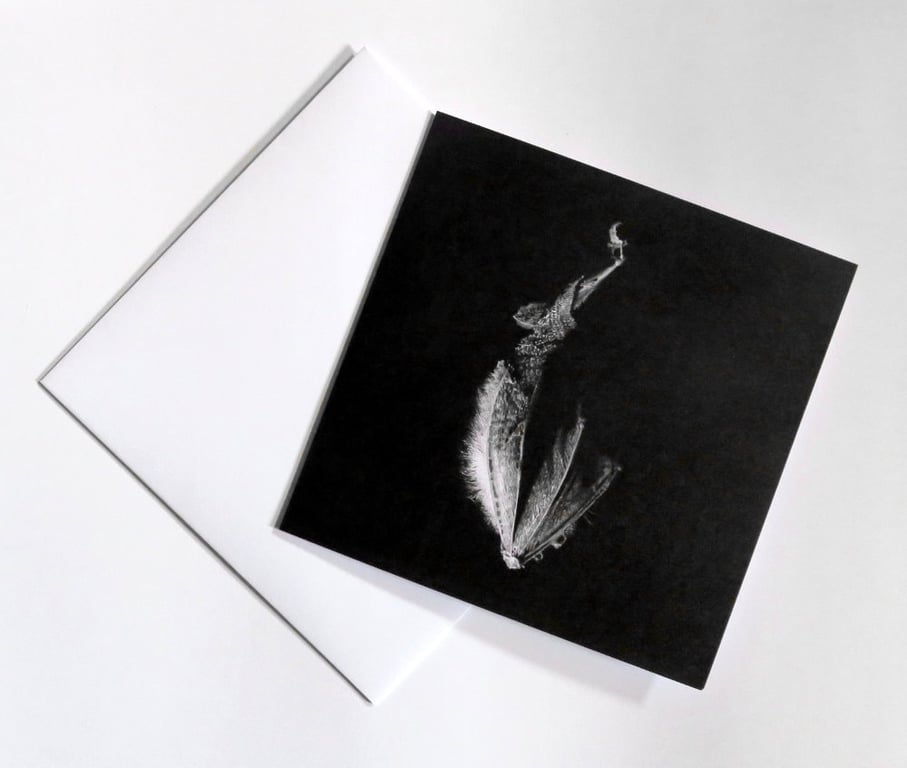 Sleeping bat card, gothic wildlife art card,  blank inside.