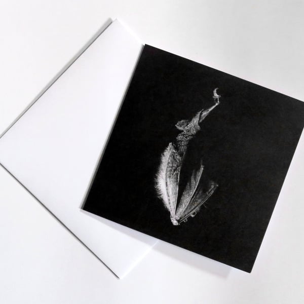 Sleeping bat card, gothic wildlife art card,  blank inside.