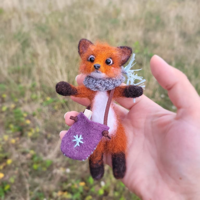 Handmade Wool Felt Fox Figurine, Woodland Animal, Needle Felted Toy