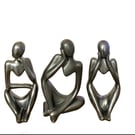 3 Resin Nordic Abstract Thinker Statue Ornaments Sets Handmade Epoxy Resin