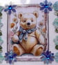 Blue Teddy Bear - Hand Crafted 3D Decoupage Card - Blank - 2888 - Image 2