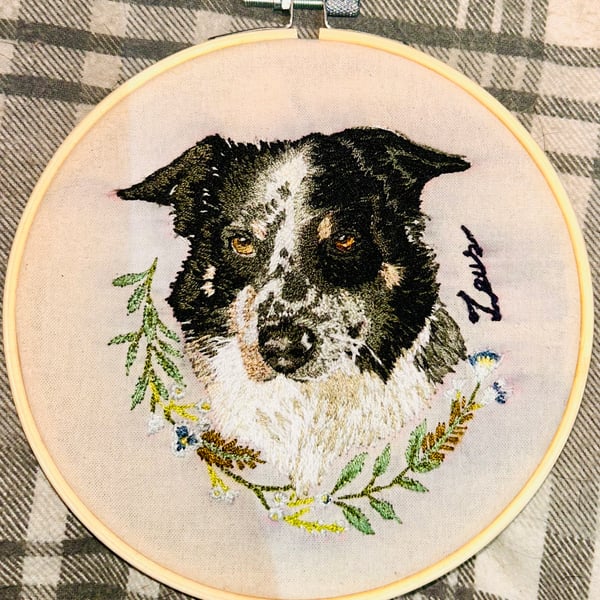 Hand embroidered pet portraits 