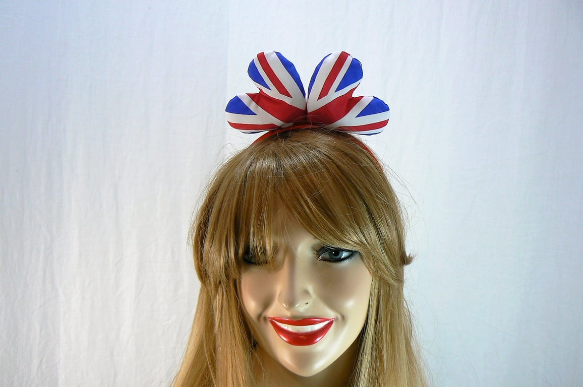 Union Jack double heart headband