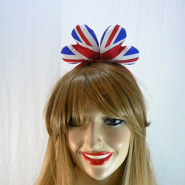 Union Jack double heart headband