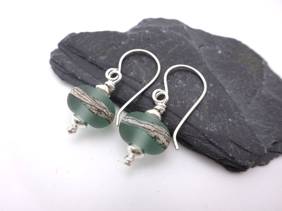 lampwork glass aqua earrings