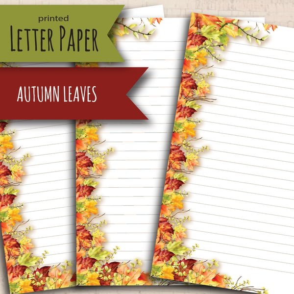 Letter Writing Paper Autumn Leaves, autumnal stationery, pretty note paper