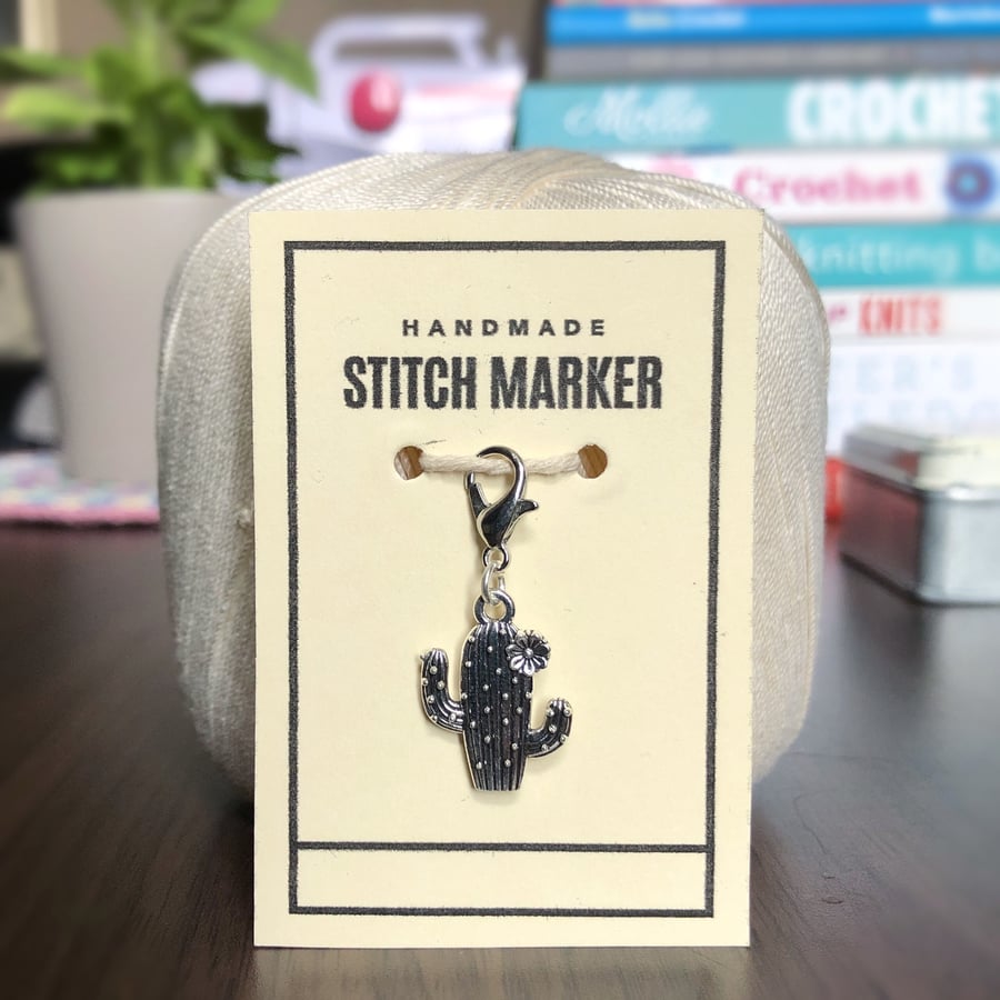 Cactus Stitch Marker, Progress Keeper, Cactus Charm 