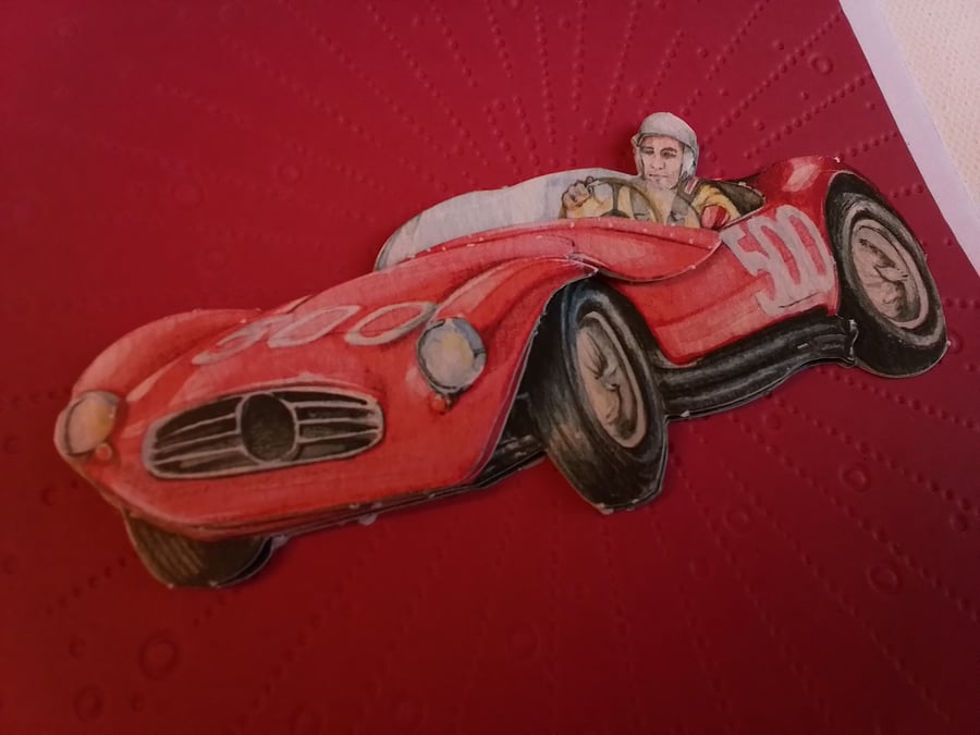 Decoupage car card. Blank card. Birthday card. Ref 316