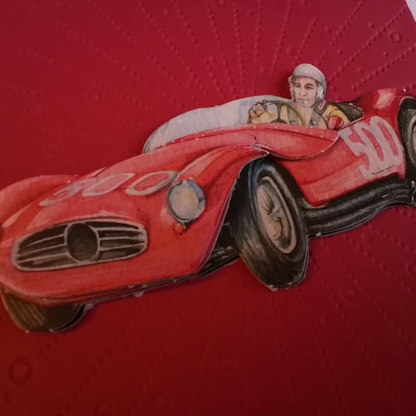 Decoupage car card. Blank card. Birthday card. Ref 316