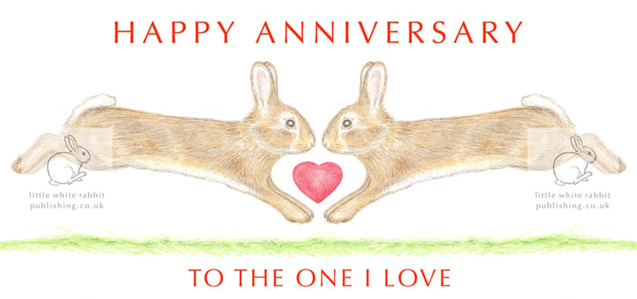 Little Wild Rabbits Nose to Nose - Anniversary Card