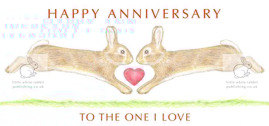 Little Wild Rabbits Nose to Nose - Anniversary Card