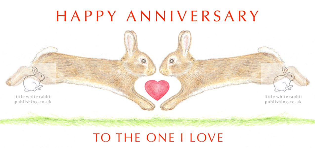 Little Wild Rabbits Nose to Nose - Anniversary Card