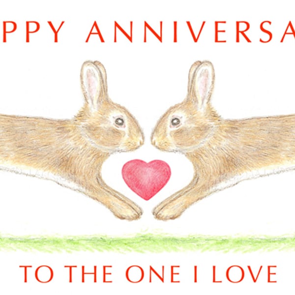 Little Wild Rabbits Nose to Nose - Anniversary Card