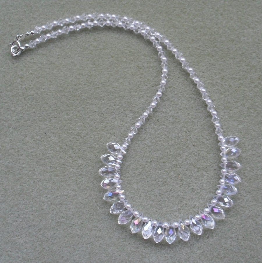  Sparkle Crystal Necklace With Glass Crystals and Pearls