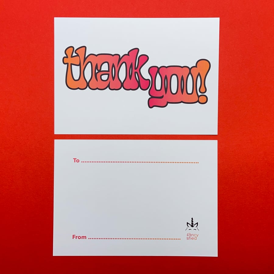 Pack of 8, Unicorn Cupcake Thank You Postcards