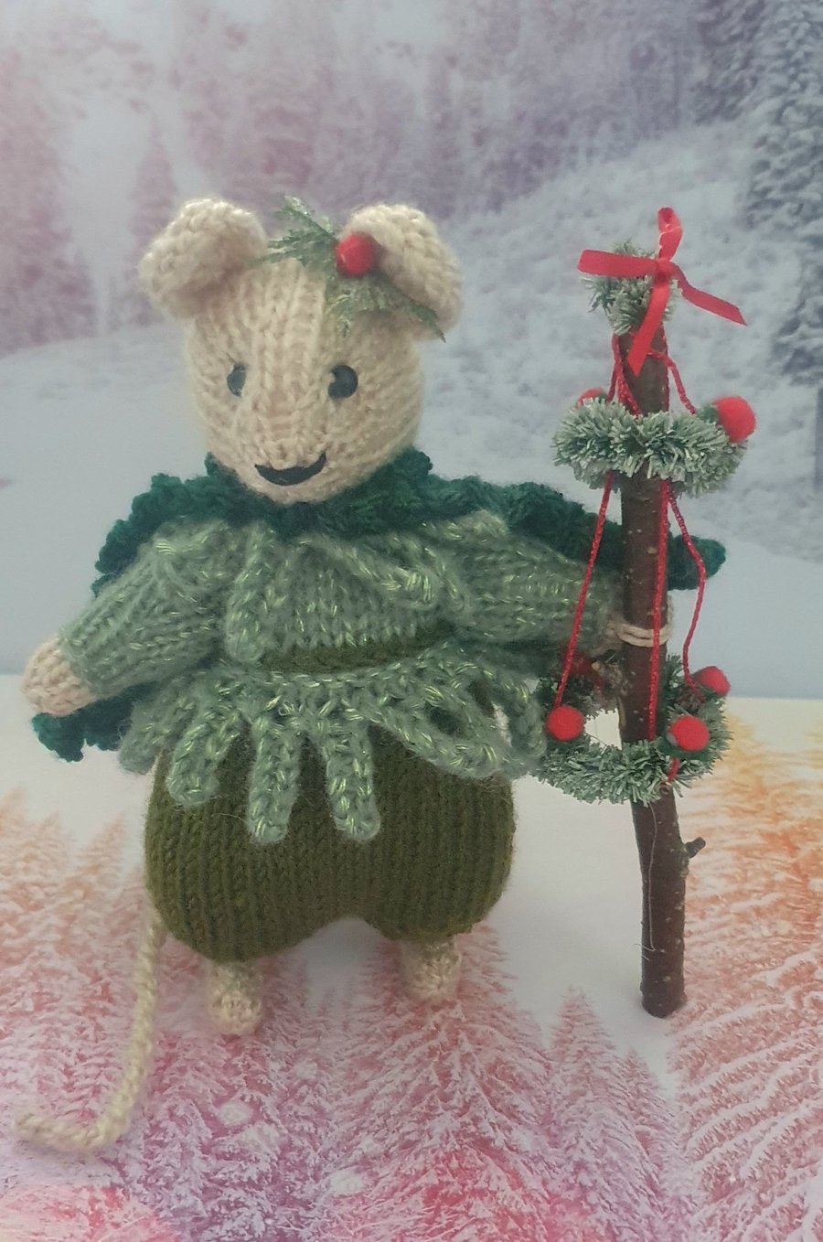 Hand Knitted Mouse -Toby Twig