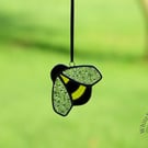 Stained Glass Yellow & Black Medium Bumble Bee Suncatcher