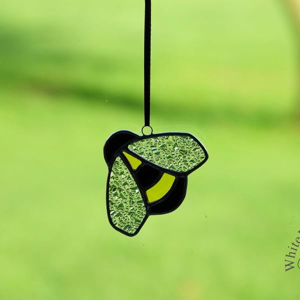 Stained Glass Yellow & Black Medium Bumble Bee Suncatcher