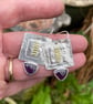 Silver gold and amethyst square statement earrings - Image 3