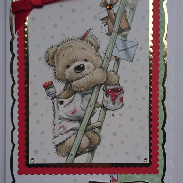 DIY Birthday Card Painting Teddy Bear Decorating Ladder 3D Luxury Handmade