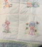 Multi-coloured Designs of Girl in Big Bonnet. Quilt for Older Child. Travel Cot. - Image 6