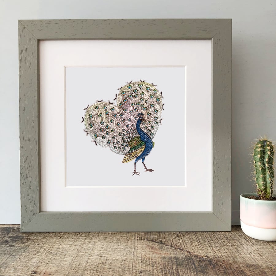 'Peacock Love' Framed Print
