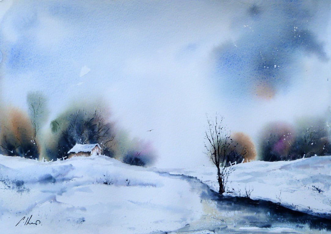 A Stream, Original Watercolour Painting.