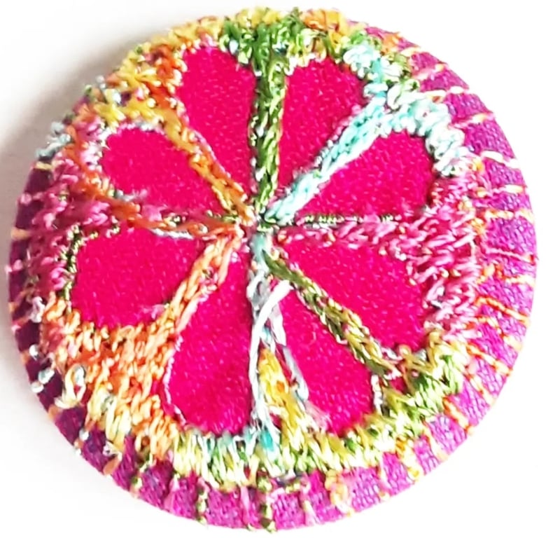Buttons 1 inch button Hand Dyed Silks and Cottons Free Machine Embroidery Button