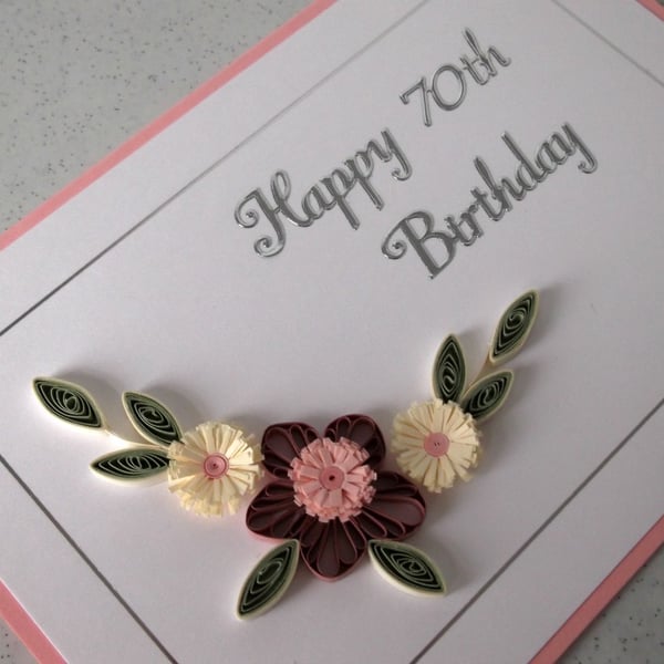 Quilled 70th birthday card 