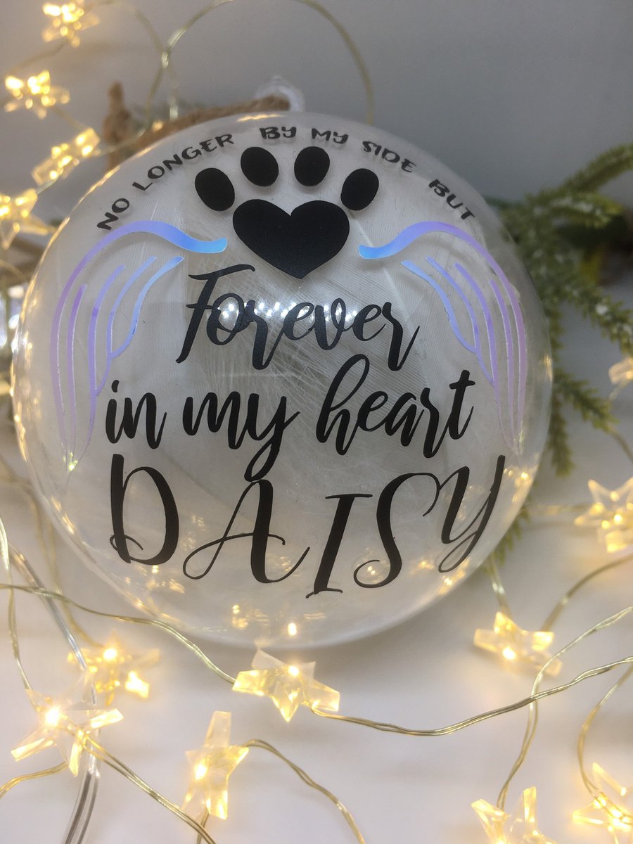 Pet memorial bauble, pet loss gift, personalised Christmas bauble