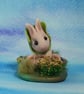 Baby rabbit 'Amelia' on floral tableau OOAK Sculpt by Ann Galvin