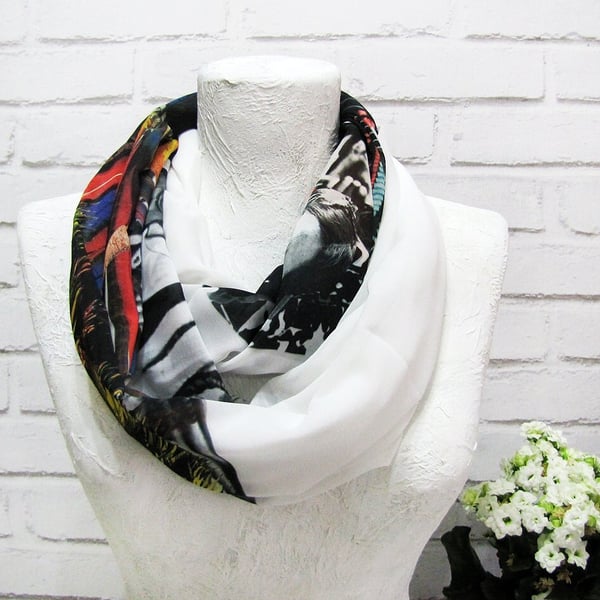 Ethnic Indians pattern spring modern infinity scarf voile fabric shawl