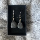 Black sea glass drop earrings