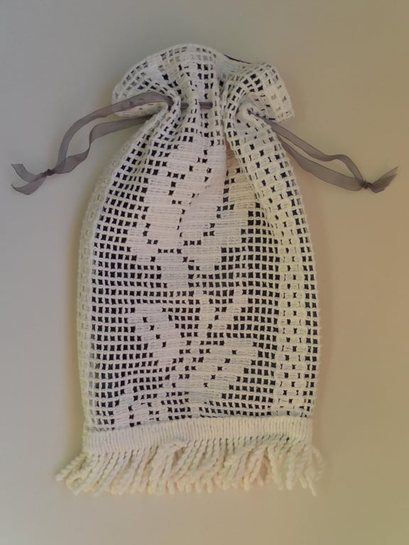 Lacy, fringed wedding, evening bag, vintage look.