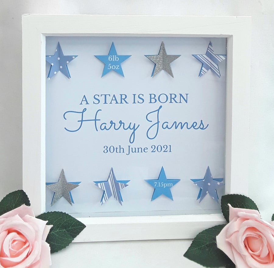 Star Frame, Personalised New baby frame,a star is born frame,baby boy frame,nurs