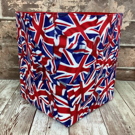 Union Jack Fabric Basket, Union flags storage bin, Handmade