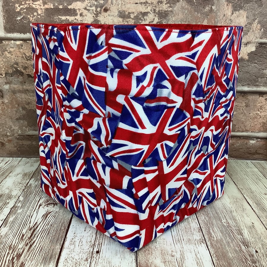 Union Jack Fabric Basket, Union flags storage bin, Handmade