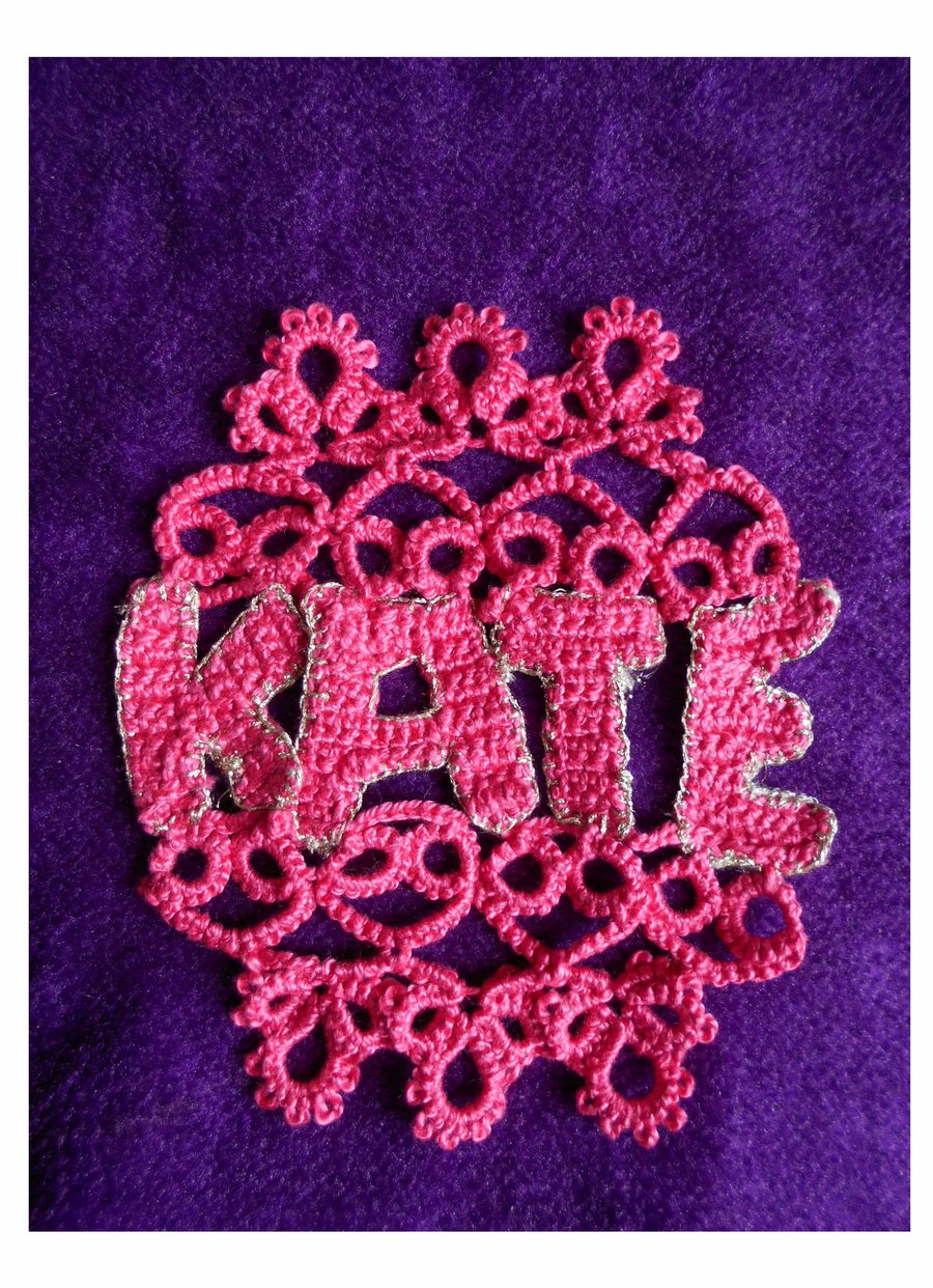 Handmade Name Art in Crochet and Tatting