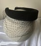 Keely - Black Velvet Headband Fascinator with Adjustable Merrywidow Veiling 